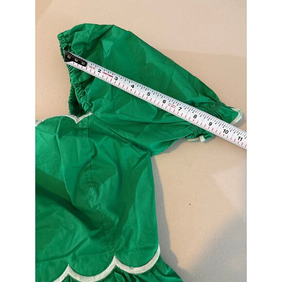 English Factory Women's Size XS Green Tiered Scalloped Puff Sleeve Maxi Dress - Picture 6 of 10